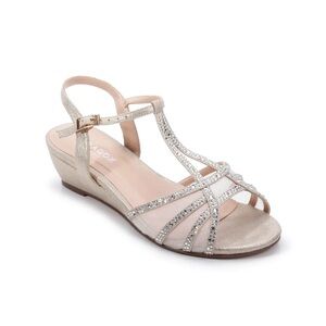 Jilly Champagne Shimmer Wedge Special Event Sandal: Paradox London US 6W/EU 36W